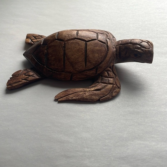 Decorative Wood Turtle Home Accent Brown Eclectic Animal Boho - Picture 3 of 10